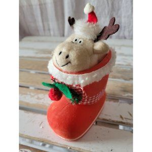 Reindeer boot vintage Xmas decor figurine